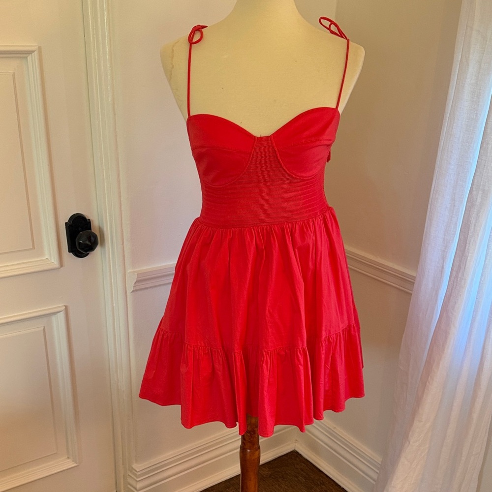 Staud Landry Smocked Bustier Minidress